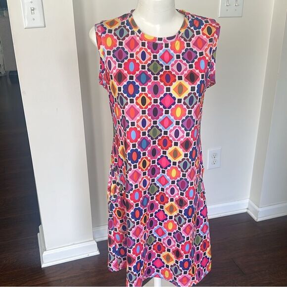 Lesley Evers Geometric Patterned Ida Dress S - Picture 1 of 5